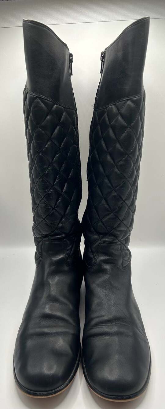Corso Como Black Quilted Leather Knee High Riding Boots Size 8.5 M